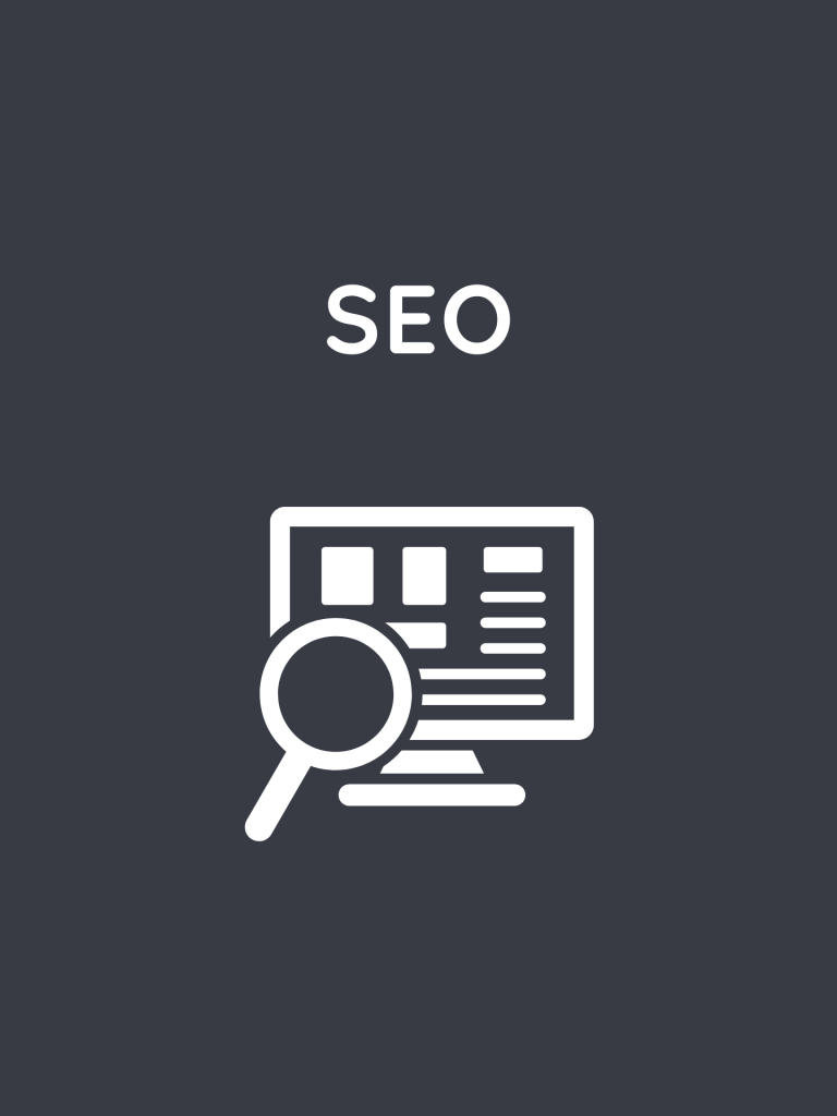Computer graphic on nearly black background with SEO title